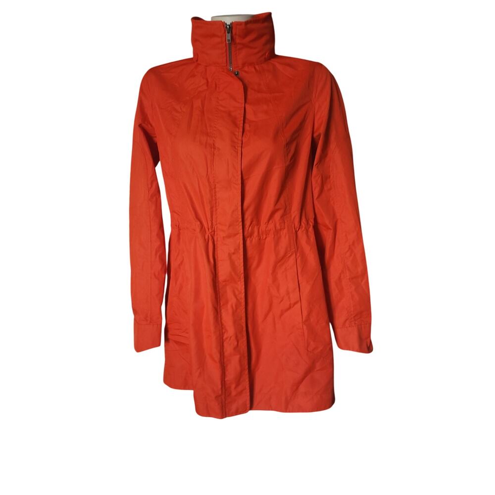 Lands' End Women's  Waterproof Hooded Packable Raincoat xs tomato red orange